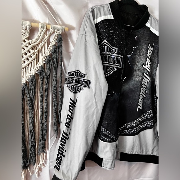 Harley Davidson Men’s 2XL Graphics Zip Slit Pockets Coat Jacket - Picture 3 of 14